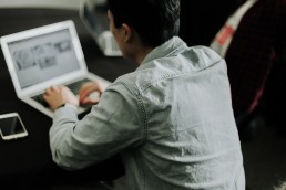 man working on computer